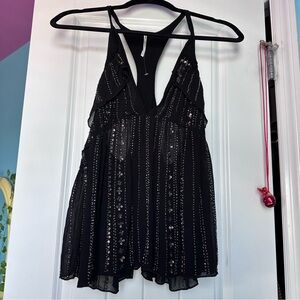 Free People Black Sequins Top